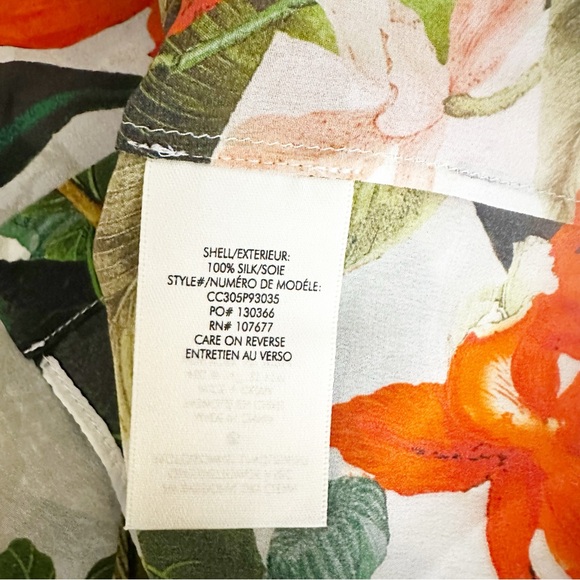 Alice + Olivia Eloise Tropical Sunrise Silk Blouse Small - Picture 10 of 11